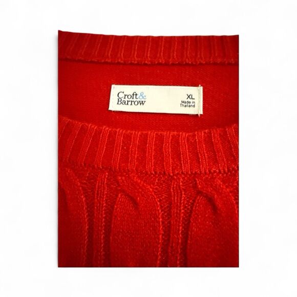 Croft & Barrow Sweater Women Red Long Sleeve Soft Cabled Knit Pullover Sz XL New - Picture 6 of 7